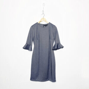 BANANA REPUBLIC Navy Herringbone Ponte Dress Flutter Sleeves Stretch WOMEN'S 6